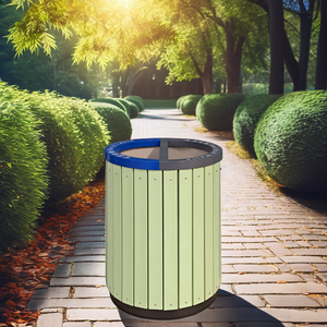80L浅绿色圆形垃圾箱2合1户外不锈钢环卫铁垃圾回收 & 垃圾容器 - Product Image 2