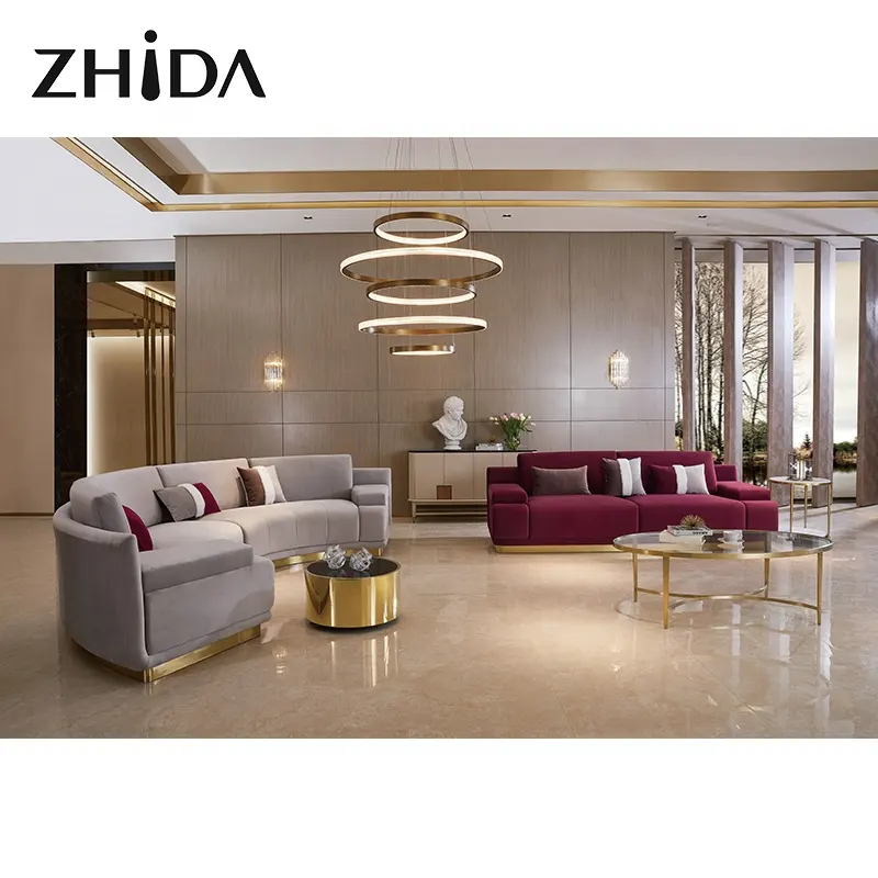 Fabricante directo de diseños de estilo europeo casa modular las seccionales sofás muebles de sala juegos luz conjuntos de sofá de lujo