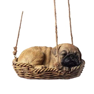 Giống Như Thật Pug Dog Ngủ Trong Wicker Basket Tượng Dài Pet Pal Pudsey Dog Giống Sưu Tập Nhựa Trang Trí Bức Tượng - Product Image 1