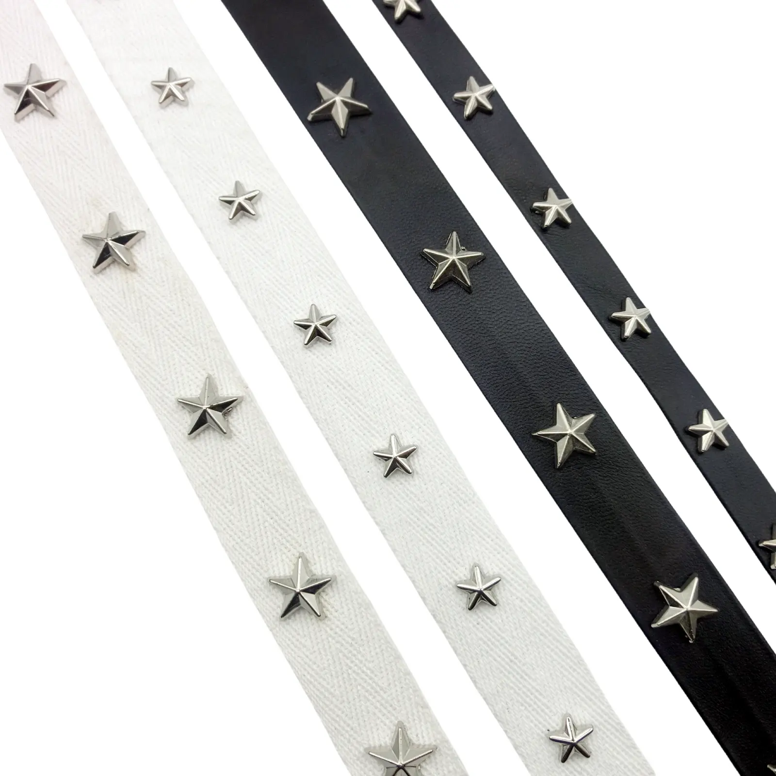 White Leather Strip The Punk Gothic Style Plastic star shape Rivet Tape for Clothing Accessories