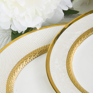 Luxury Gold <strong>Rim</strong> Ceramic Dinner Plates Set Porcelain Royal Dinnerware White Plates with Gold <strong>Rim</strong> Wedding Dishes Set - Product Image 4