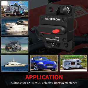 <strong>Automatic</strong> <strong>Circuit</strong> <strong>Breakers</strong> 80A 12V DC <strong>Circuit</strong> <strong>Breaker</strong> Waterproof with Manual <strong>Reset</strong> for Boats Truck Audio/Video Systems - Product Image 6