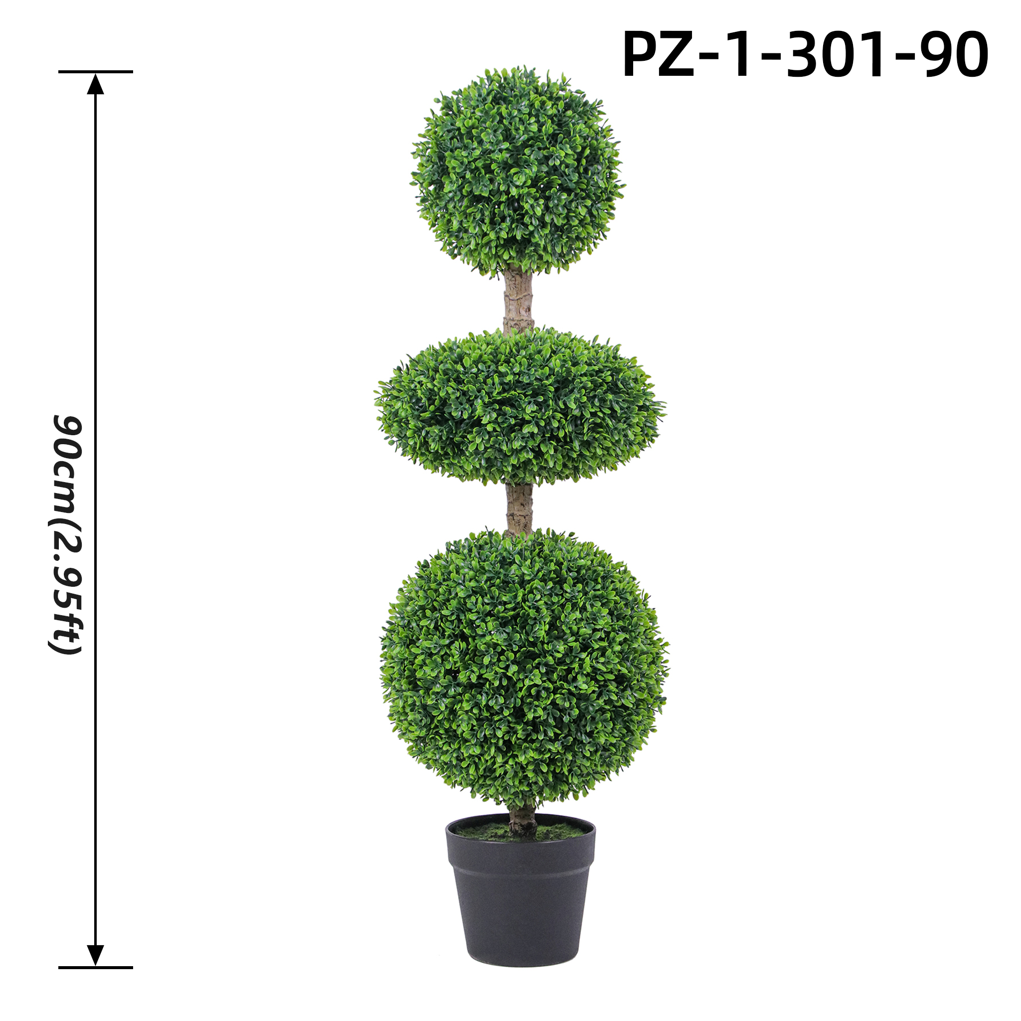 Triple Gradient Round Deep Green Boxwood Ball Topiary Tree