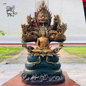Blve tùy chỉnh ngoài trời lớn Phật Giáo Tôn Giáo kim loại Naga rắn Vua phật tượng đồng điêu khắc - Product Image 1