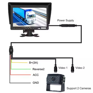 Monitor de pantalla dividida de entrada de vídeo de 2 canales de 7 pulgadas con 2 uds 1080P AHD cámara de respaldo sistema de conducción segura para camión - Product Image 2