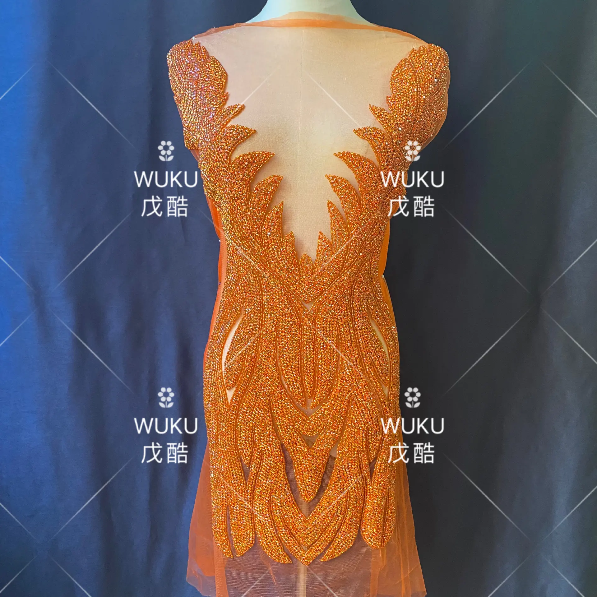 Wuku-Apliques de vestir de una pieza para mujer, apliques de color naranja ostentosos, 2022