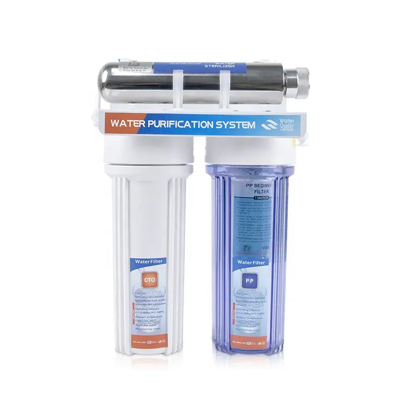 Purificador de agua UV para el hogar, filtros de agua de 3 etapas para beber