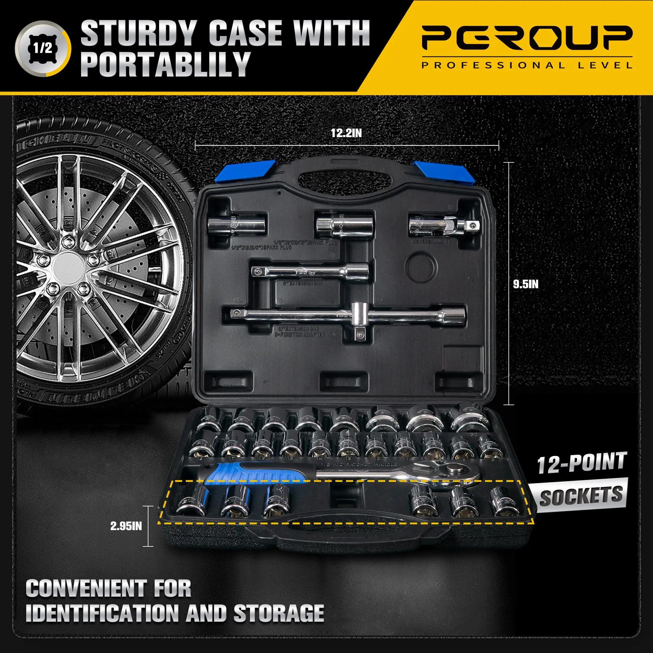 Set di chiavi a bussola per unità da 1/2 pollici Set di strumenti metrica da 8mm a 32mm Set di prese a cricchetto per riparazione automatica e uso domestico