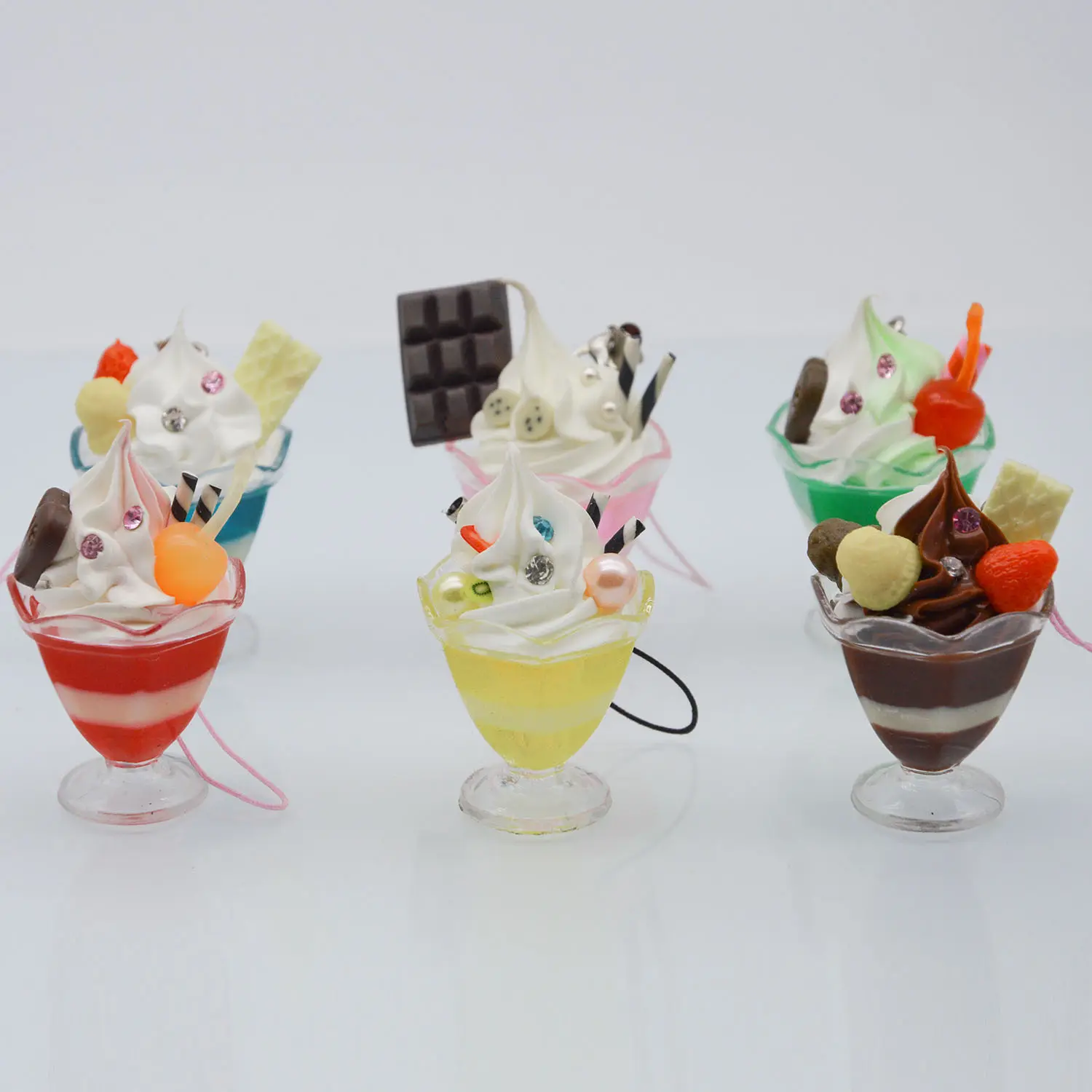 Simulazione gelato gelato portachiavi alla rinfusa portachiavi ciondolo regalo giocattolo cibo gioco portachiavi accessori in plastica portachiavi