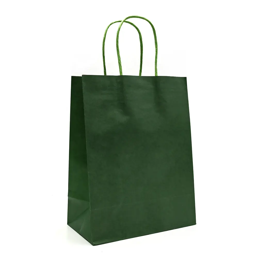 Sacchetti di carta riciclata marrone carta kraft con manici per cibo o generi alimentari da asporto sacchetto di carta