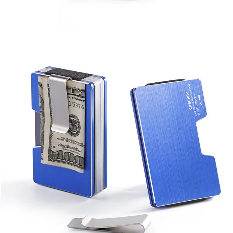RFID Blocking Metall Karten halter Fall Brieftasche Slim Dollar Clip Kohle faser Kreditkarten etui