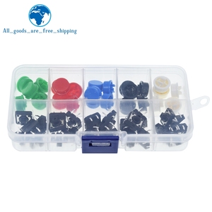 TZT 25PCS Tactile Push Button Schalter Momentan 12*12*7,3 MM Micro Switch Button 25PCS Tact Cap(5 Farben) für Arduino mit Gehäuse