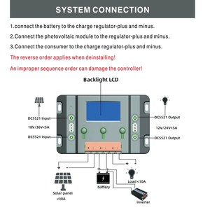 12V/24V ROHS Сертифицированный контроллер солнечного заряда с ЖК-дисплеем ручной PWM MPPT технология 30A Емкость