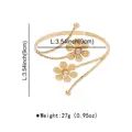Elegant Accessory - Trendy Gold Armlet With Floral Leaf Detail, Adjustable