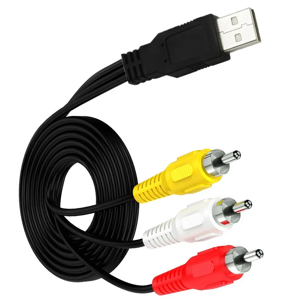 USB2.0 RCA erkek kablo dönüştürücü Stereo ses Video kablosu adaptörü TV DVD için 1.5M tel