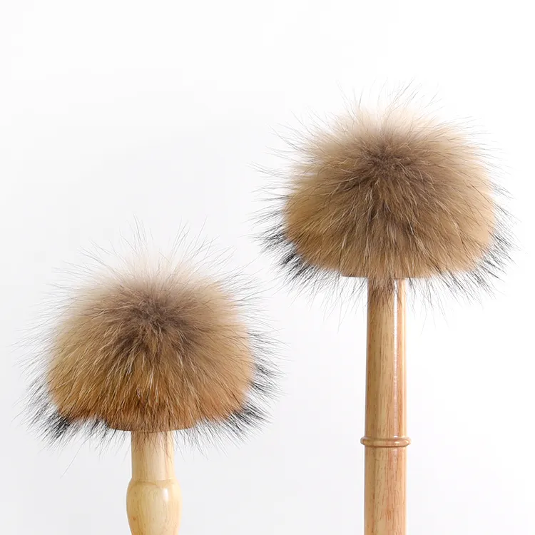 Pompons de pelo de guaxinim de 15cm, pompons destacáveis de pelo de guaxinim