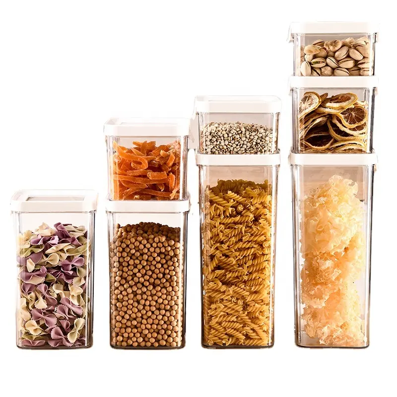 Hot Sale 5-Piece Set Airtight Kitchen Organizer Transparent Hermetic Container With Lid Plastic Storage Jars