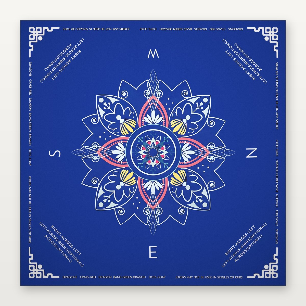 Tapis de mahjong fleur bleue