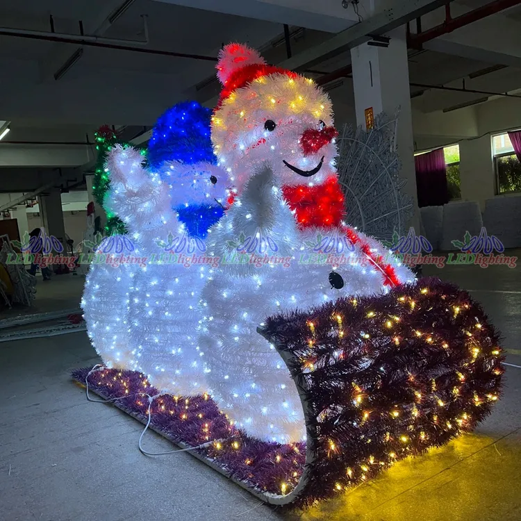 Luz Led 3d con motivo de muñeco de nieve para decoración de centro comercial, esculturas de Navidad para exteriores, gran Papá Noel