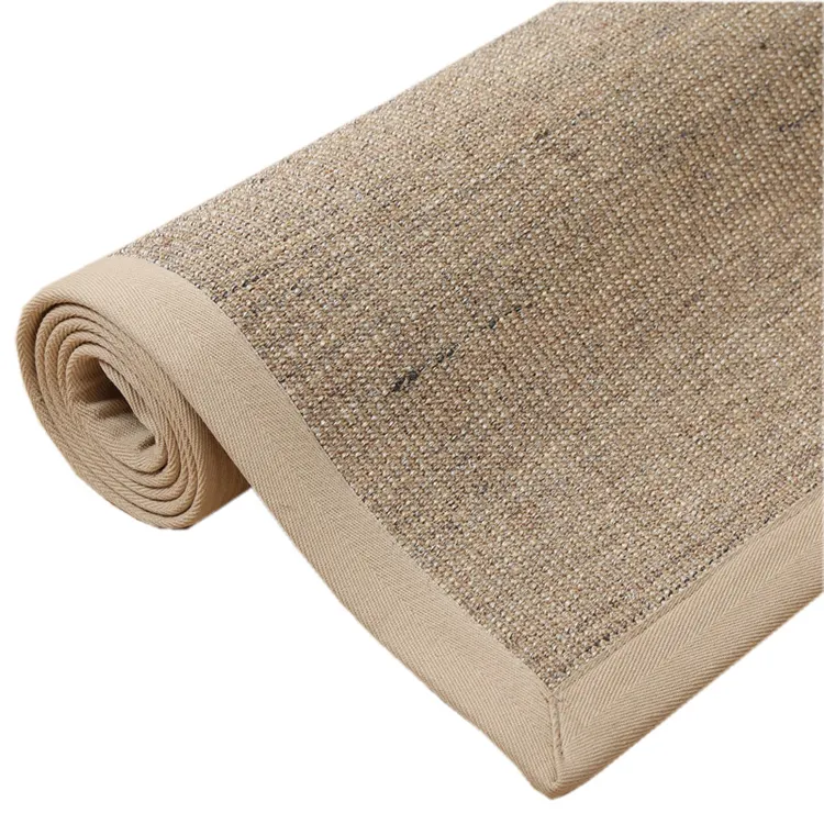 Tapete de sisal natural 2-3m, atacado, tapete com borda em algodão