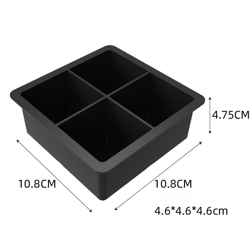 Bac à glaçons sans couvercle Noir pour 4 cavités