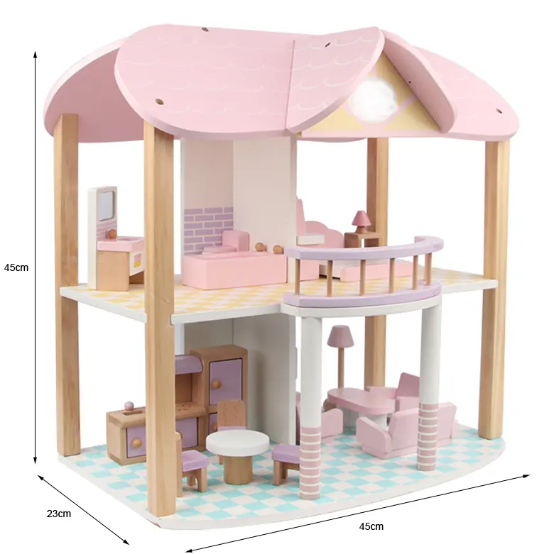 Maison de poupée en bois 3D pour enfants, jouets de maison de poupée attrayant