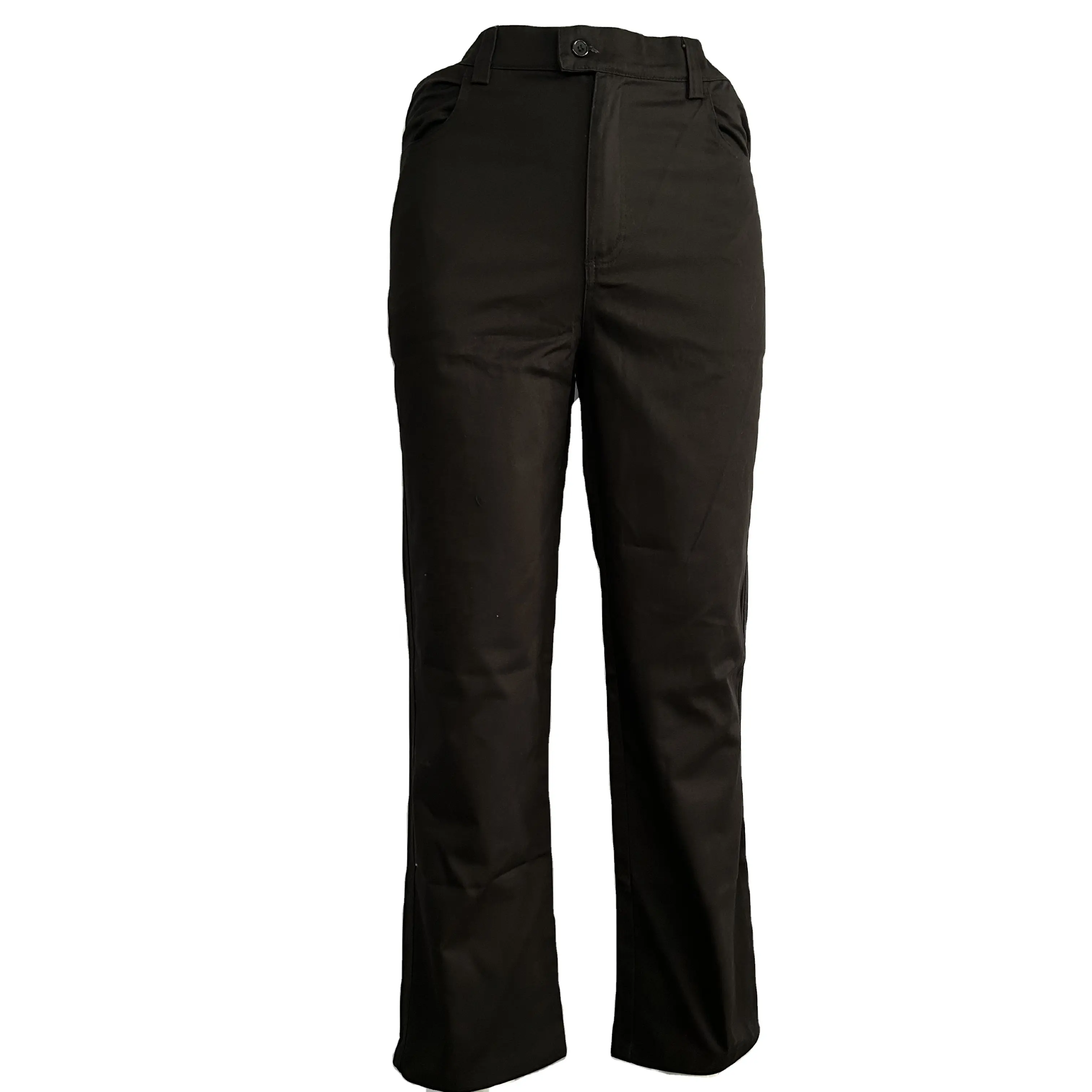 Nueva llegada 240gsm 100% algodón taladro pantalones de los hombres pantalones de trabajo personalizado uniforme Zip Fly Multi bolsillos pantalones de carga en negro para los hombres