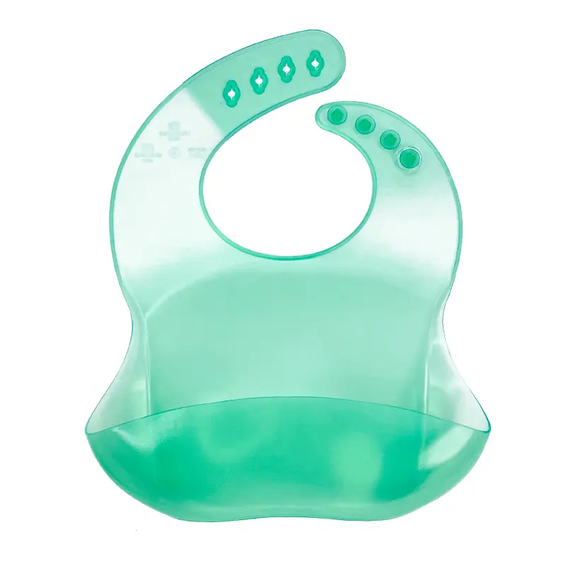 Babero de silicona suave impermeable para bebé, Baberos de silicona transparentes sin Bpa para bebé con colector de alimentos para niño y niña