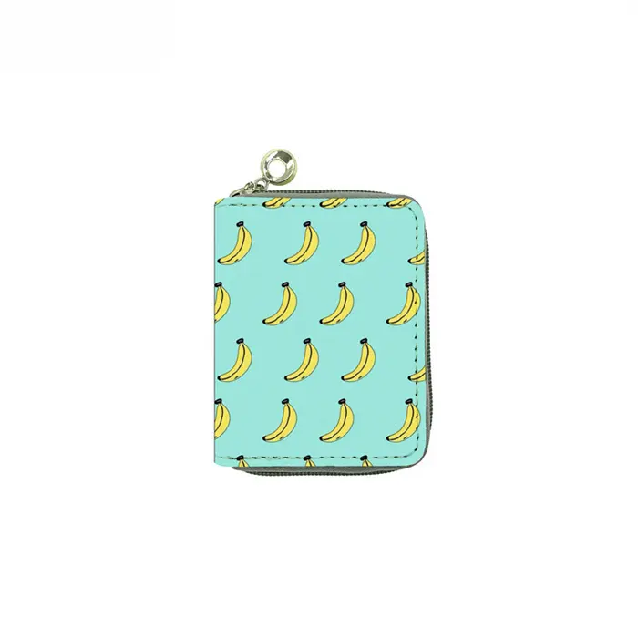 2024 Mới Đến Thời Trang Assort Màu Sắc PU Da Trẻ Em Kawaii Trái Cây In Ấn Dây Kéo Nhỏ Clip Đồng Xu Ví Keychain Pouch Ví