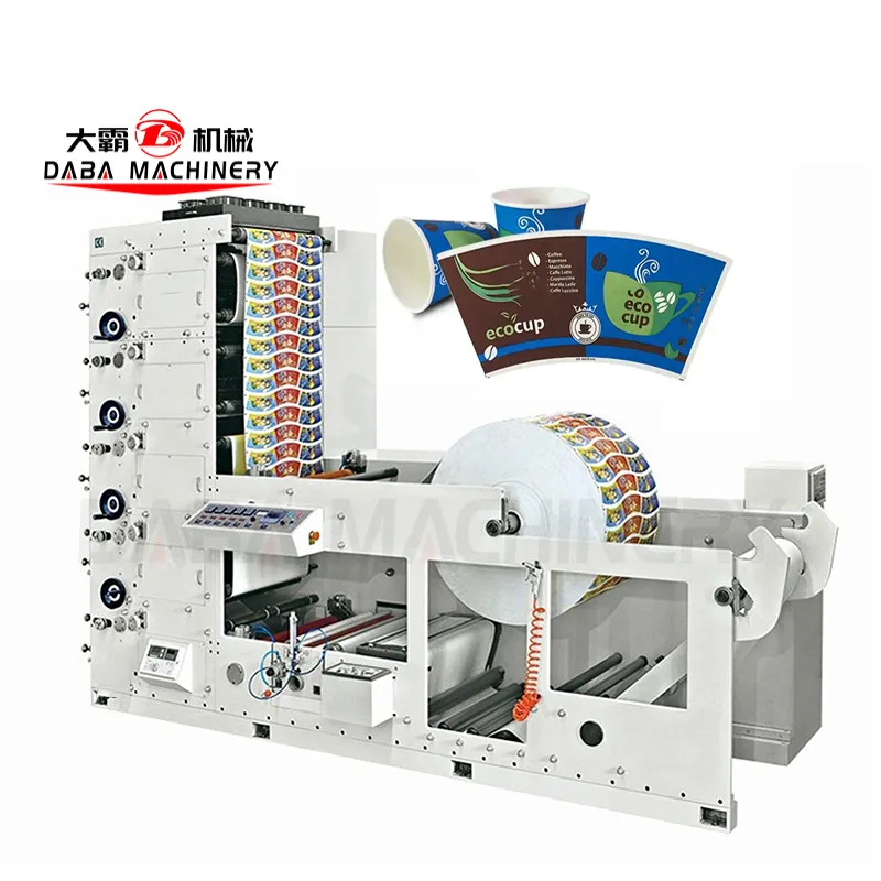 flexographic printers for paper cup printing and die cutting machine 4 color 6 color