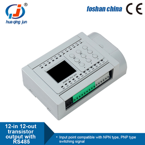 Huaqingjun 12DI 12DO Transistor Saída PLC 2 canais Entradas analógicas 0-5V 0-10V 2AI PLC para máquina de enchimento