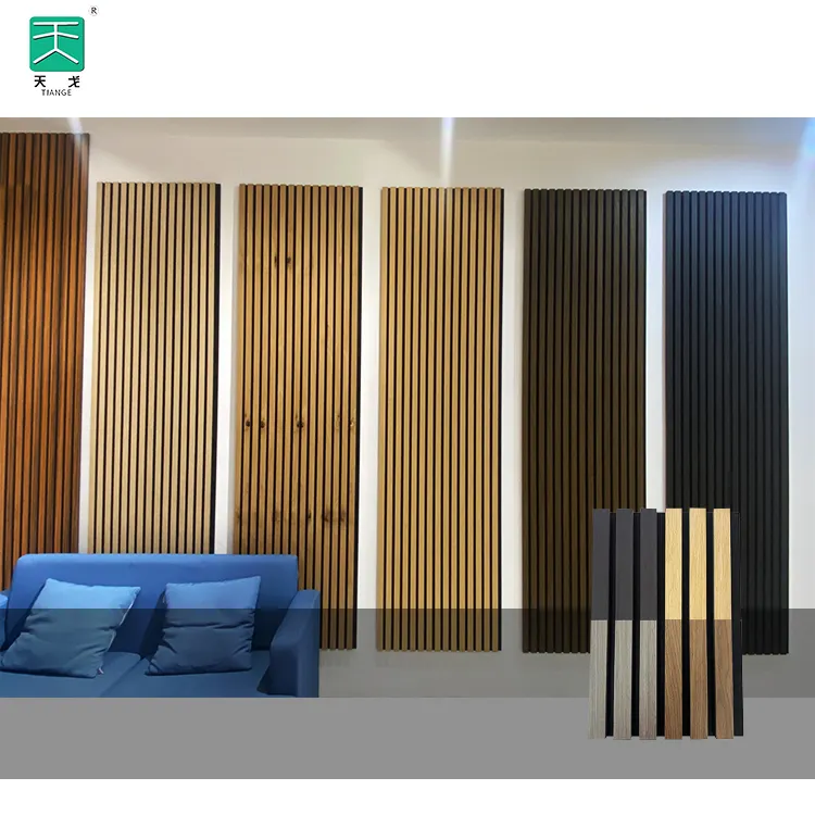 Parete di Tiange decorativo intaccato legno Mdf in legno doghe in legno pannelli acustici per sala funzioni 3d modello design
