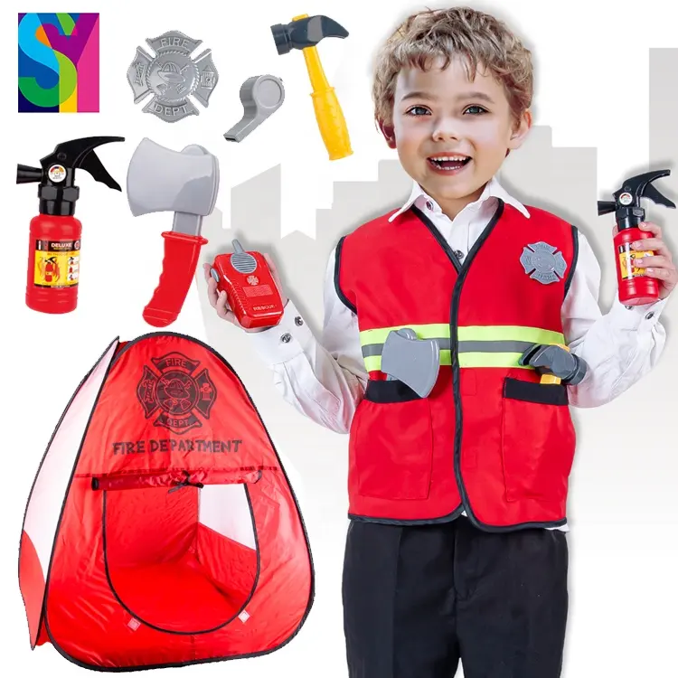 SY Amaz di alta qualità pompiere Cosplay Kids Party pompiere abbigliamento per bambini giochi di imitazione set Costume Dress Up Cosplay Toy
