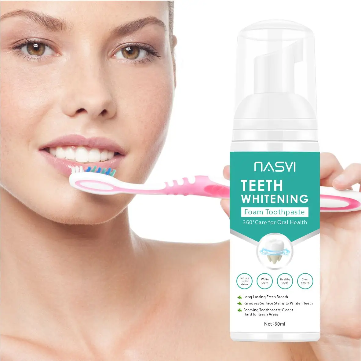 Nasyi फैक्टरी थोक दांत सफाई मूस टूथपेस्ट उज्ज्वल सफेद दांतों की सफाई ताजा mouthwash दांत whitening