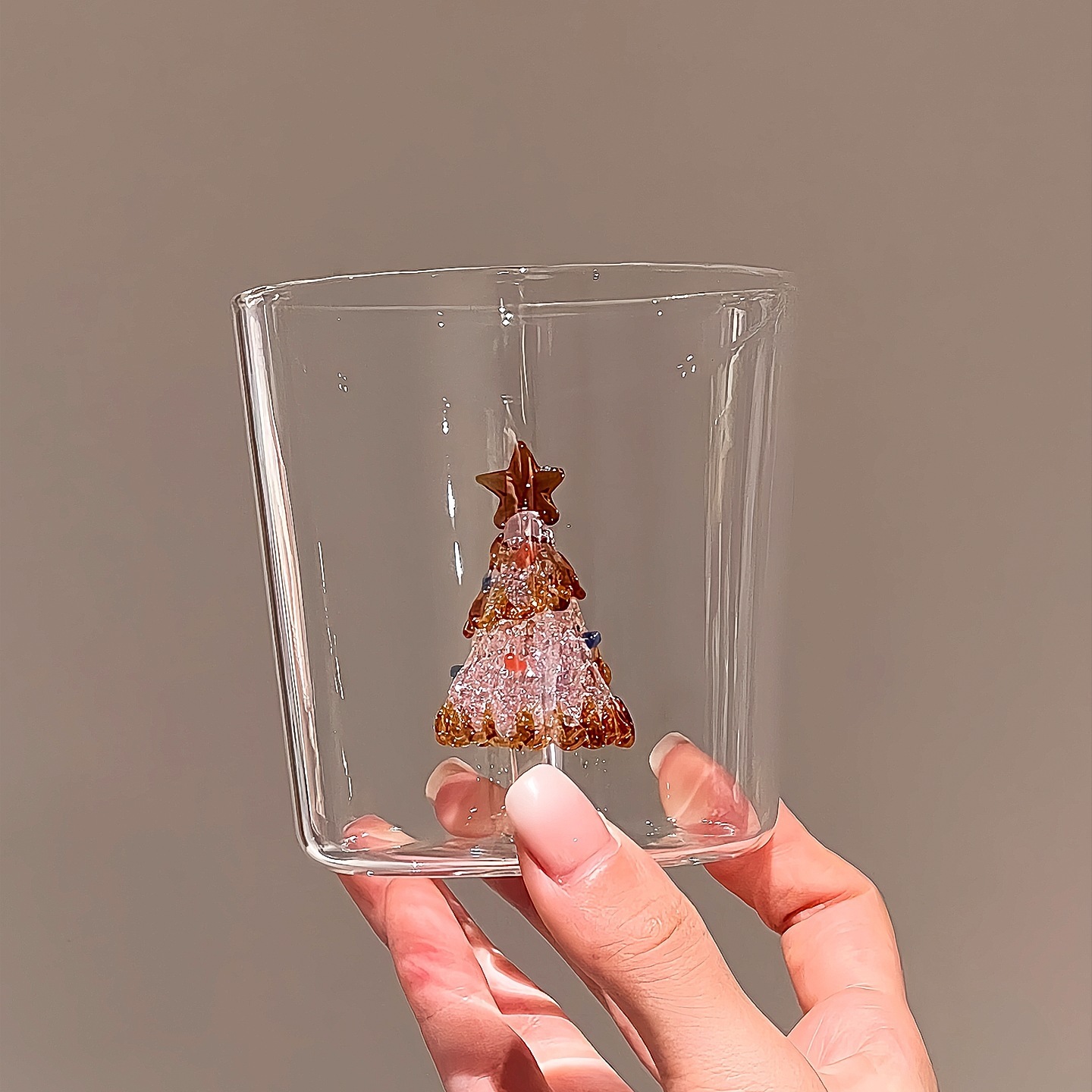 Verre d'arbre de Noël épaissi jaune rosé