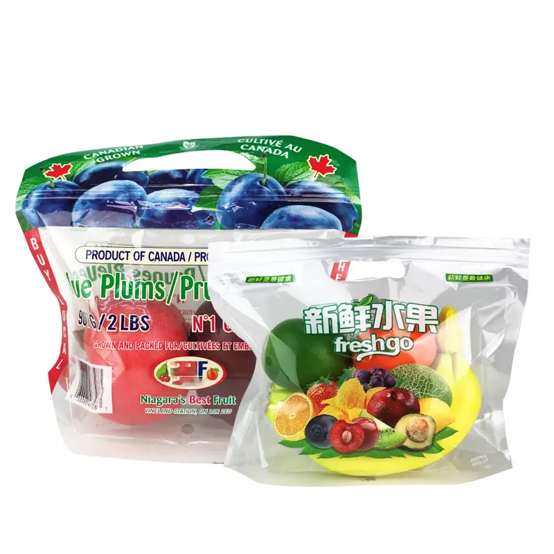 Custom Printing Transparent Plastic Fresh Lettuce Salad Pouches Anti Fog Leafy Vegetables Fruits Packaging Bags