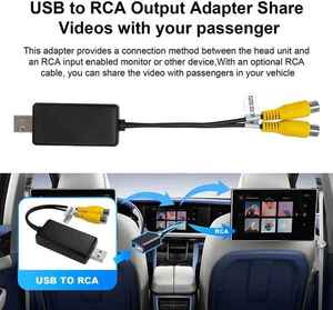 Adaptador de salida de vídeo USB a Cvbs, Dongle a Cable de interfaz RCA, entrada USB, salida de vídeo de 2 puertos a accesorios de Radio de coche - Product Image 5