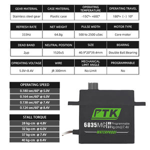 Ptk 6835 Mg Volledig Metalen Tandwielen Met Hoog Koppel Rc <span class=keywords><strong>Servo</strong></span> 35Kg 1/8 1/10 Terreinnavigatie En Klimrobot - Product Image 2