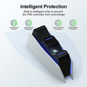 PS5控制器的RGB灯双充电三保护安全双感应控制器的发光二极管充电器站坞站 - Product Image 4