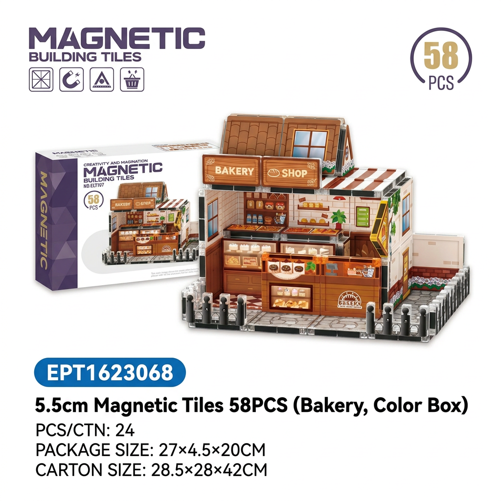 EPT1623068-5.5cm Baldosas Magnéticas 58PCS (Panadería, Caja de Color)