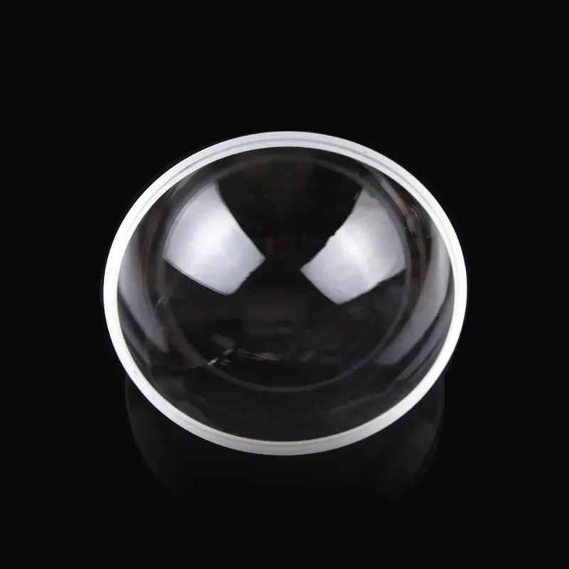 En china fábrica de fabricación esférica óptico de vidrio plano de la lente convexa de la cúpula de la lente con borde