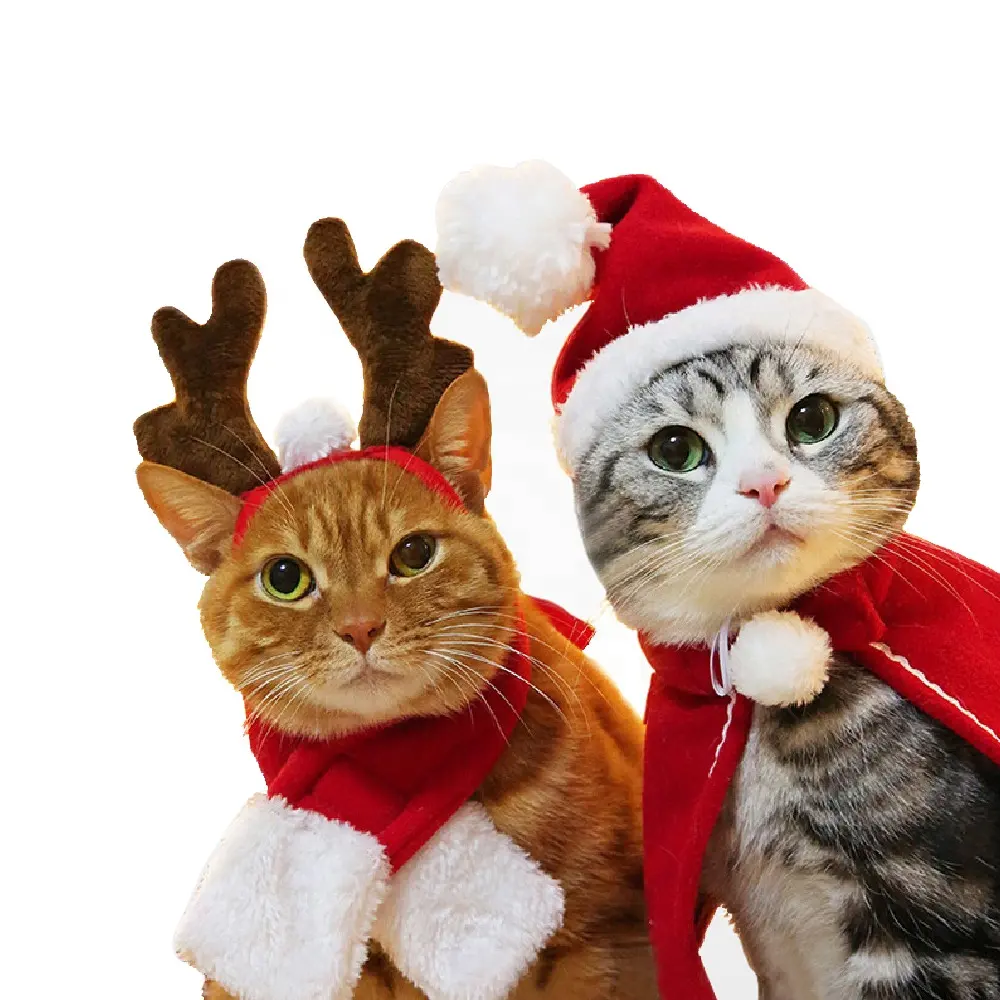 All'ingrosso serie di natale per animali domestici cani e gatti cappello copricapo sciarpa in un nuovo anno mantello Pet vestiti di natale