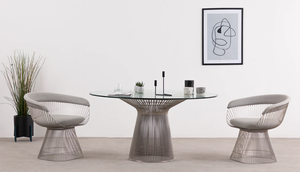 Phong Cách Platner Vòng Bàn Ăn Cơ Sở Thép Không Gỉ Tempered Glass Đá Cẩm Thạch Bàn Ăn Phòng Bàn - Product Image 3