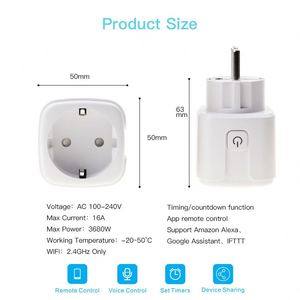 20A Tuya WIFI + BLE akıllı ev kablosuz kumandalı monitör akıllı prizler ab İngiltere abd Alexa ve Google ile Wifi akıllı fişler - Product Image 5