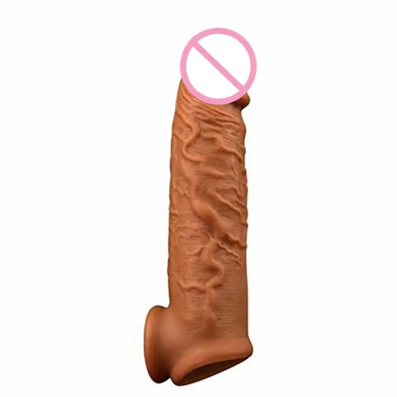 Kondom ekstensi silikon realistis lembut yang dapat dipakai ulang untuk pria mainan seks dewasa