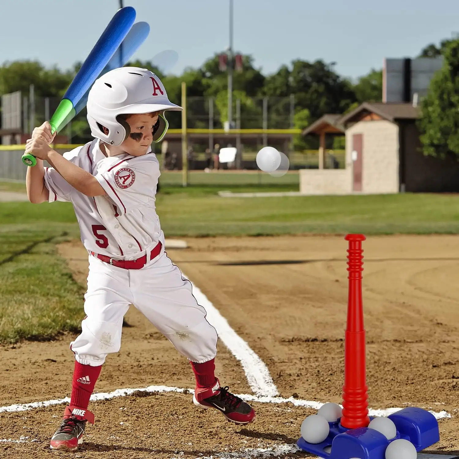 Anak-anak lembut Pu bola busa Catapult bisbol Set otomatis peluncur bisbol kelelawar mainan untuk anak-anak