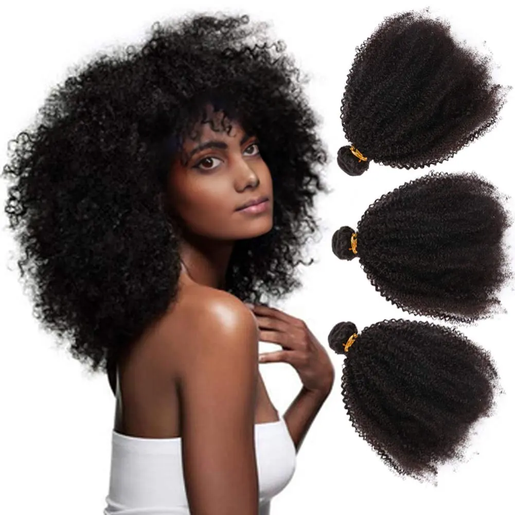 Kbeth-extensiones de cabello humano Afro, mechones rizados de 10 pulgadas, Pelo Rizado virgen brasileño con cutícula Al 100%