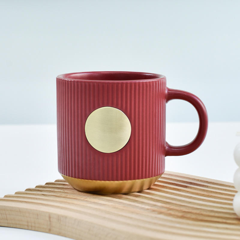 Matte red bronze medallion (gold base) with flat engraving, minimum order one.