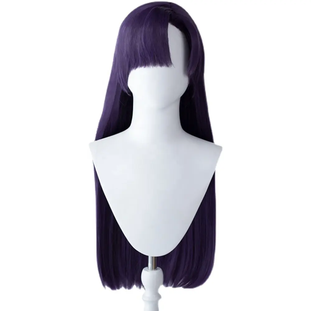 Parrucca Anime da donna per Cosplay parrucca lunga comica ad alta temperatura in fibra sintetica per natale Halloween Costume oggetti di scena (viola)