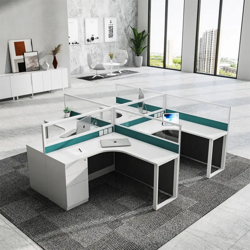 Divisores de sistema de paneles de diseño de muebles de oficina modernos, divisores de aluminio, mesa de cubículo de oficina, estación de trabajo